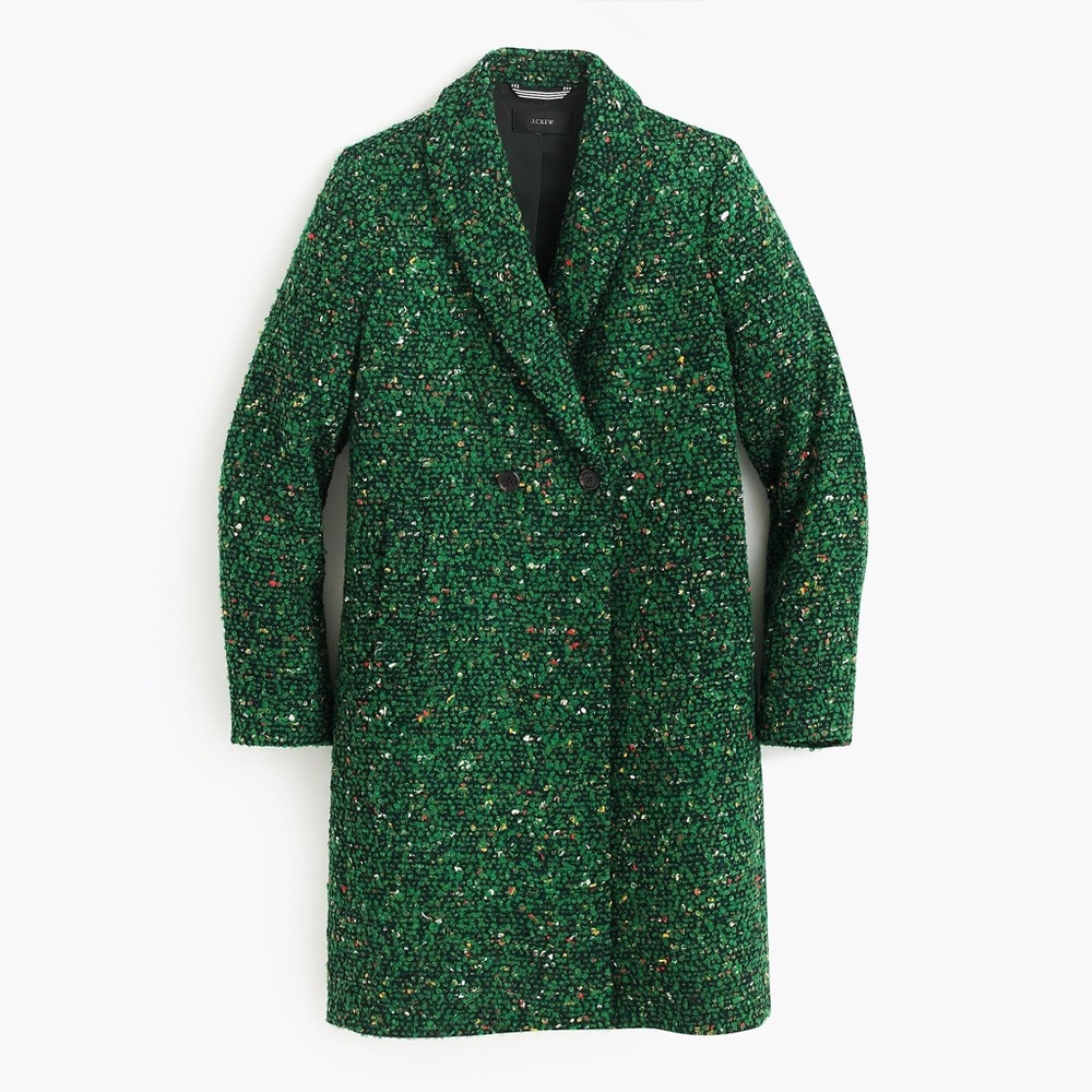 ☘️🍀 J Crew Green Italian Tweed Daphne Topcoat 8